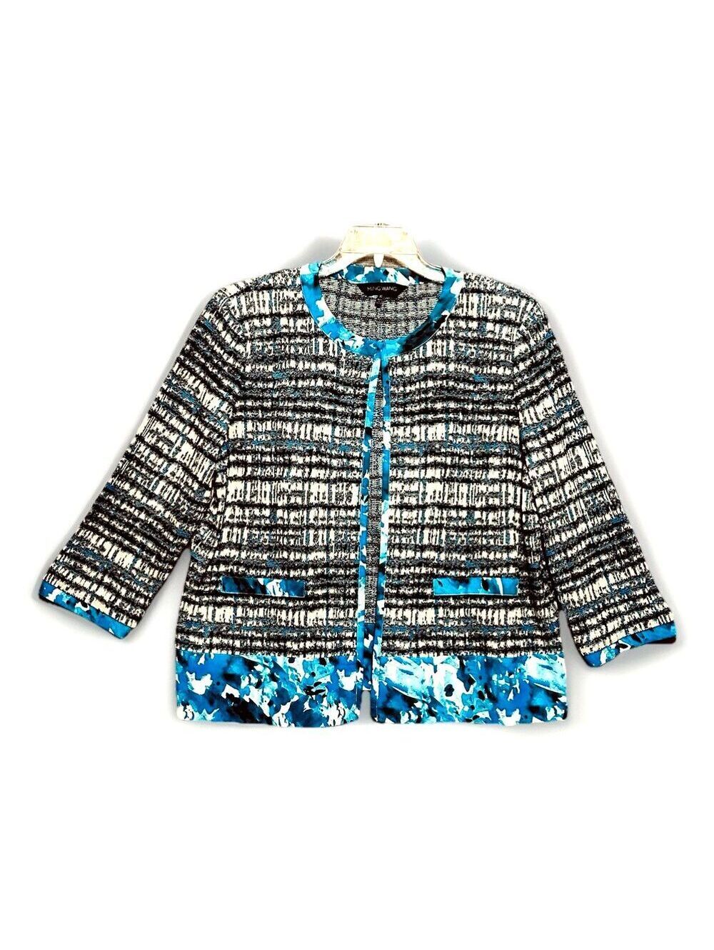 Ming Wang Knit Jacket Women's XL  Career Open Front Smart Savvy Swank